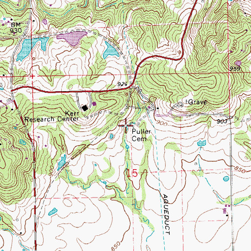 Topographic Map of Puller Cemetery, OK