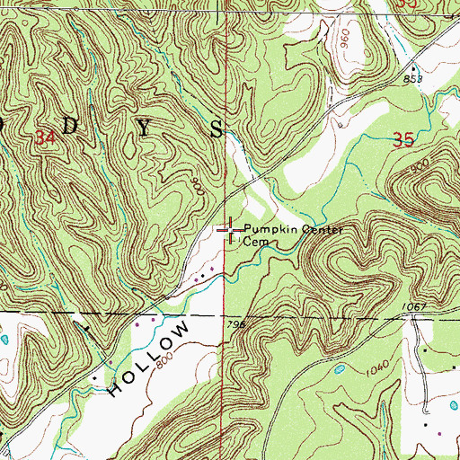 Topographic Map of Pumpkin Center Cemetery, OK