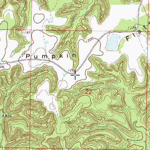 Topographic Map of Pumpkin Flats, OK