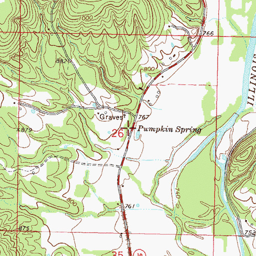 Topographic Map of Pumpkin Spring, OK
