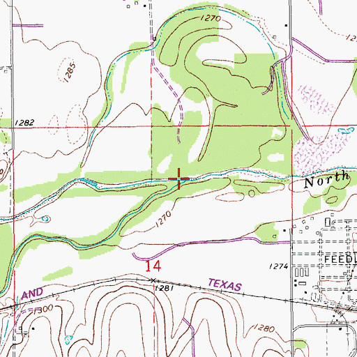 Topographic Map of Purcell Creek, OK