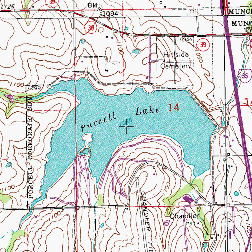 Topographic Map of Purcell Lake, OK