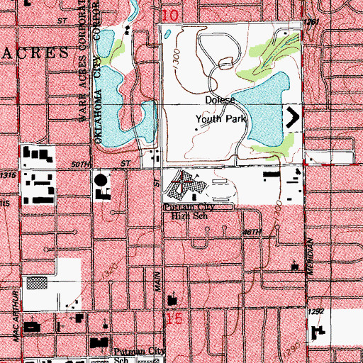 Topographic Map of Putnam City High School, OK
