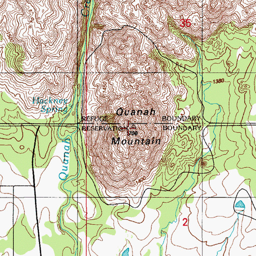 Topographic Map of Quanah Mountain, OK