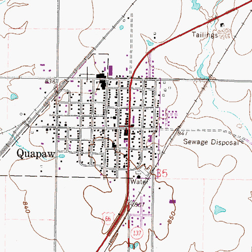 Topographic Map of Quapaw, OK