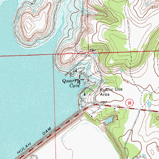 Topographic Map of Quarry Cove, OK
