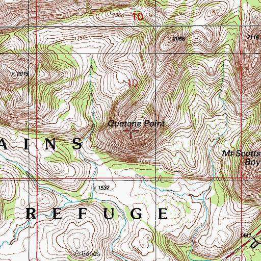 Topographic Map of Quetone Point, OK