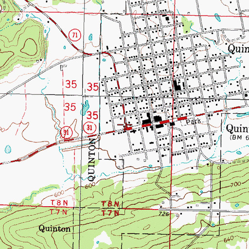 Topographic Map of Quinton, OK