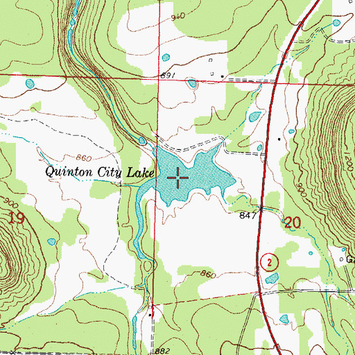 Topographic Map of Quinton City Lake, OK