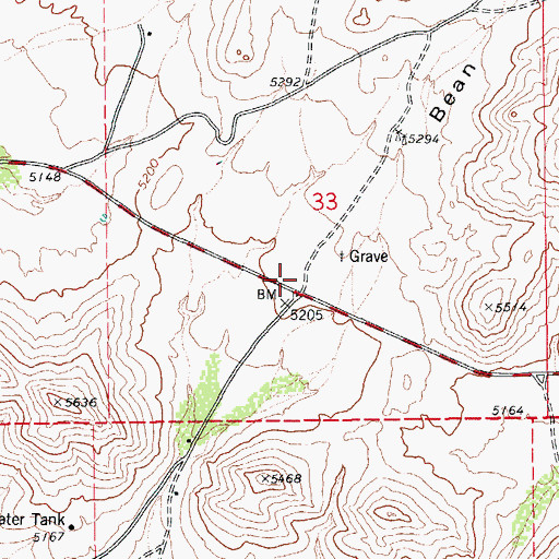 Topographic Map of Bean Canyon, AZ