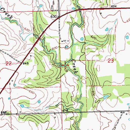 Topographic Map of Rabbit Creek, OK