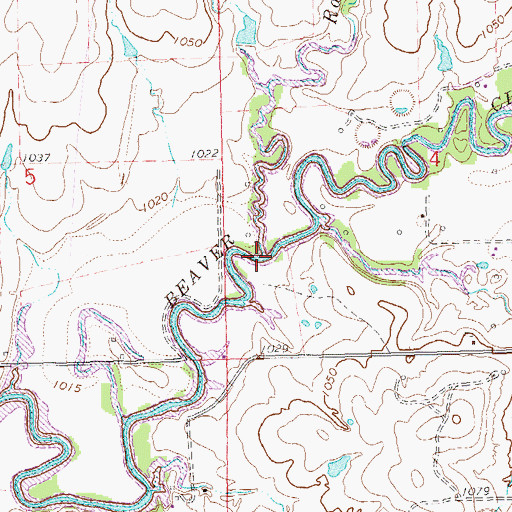 Topographic Map of Rabbit Creek, OK