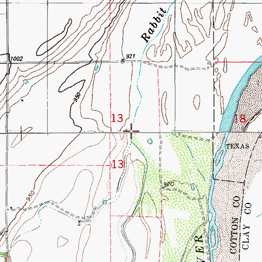 Topographic Map of Rabbit Creek, OK