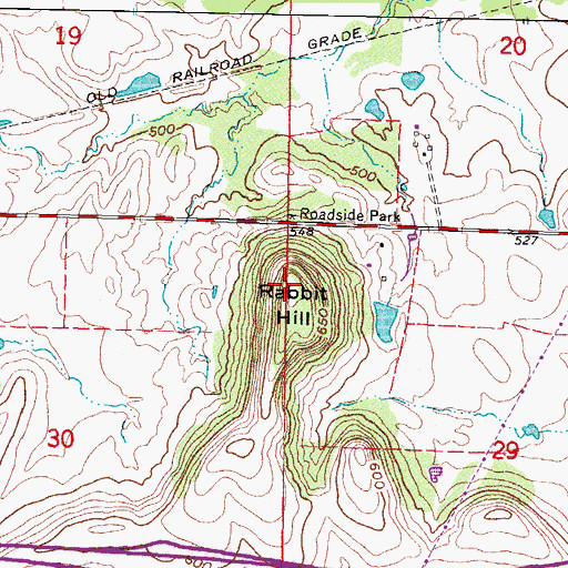 Topographic Map of Rabbit Hill, OK