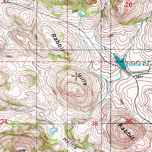 Topographic Map of Rabbit Hills, OK