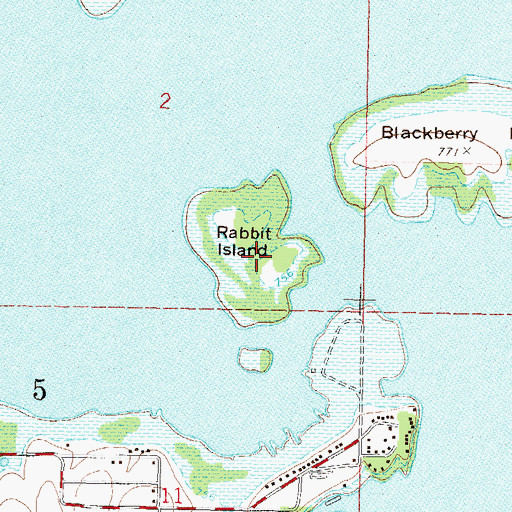 Topographic Map of Rabbit Island, OK