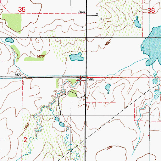 Topographic Map of Rainy Mountain Church, OK