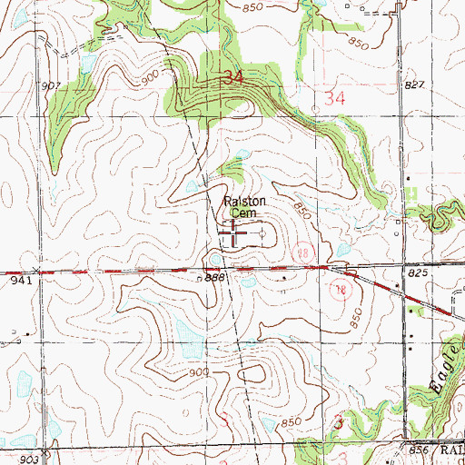 Topographic Map of Ralston Cemetery, OK