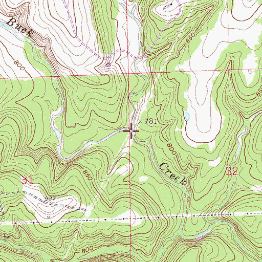 Topographic Map of Ranch Creek, OK
