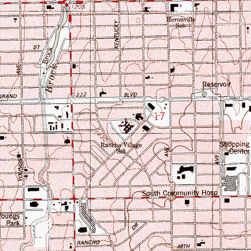 Topographic Map of Rancho Village Elementary School, OK