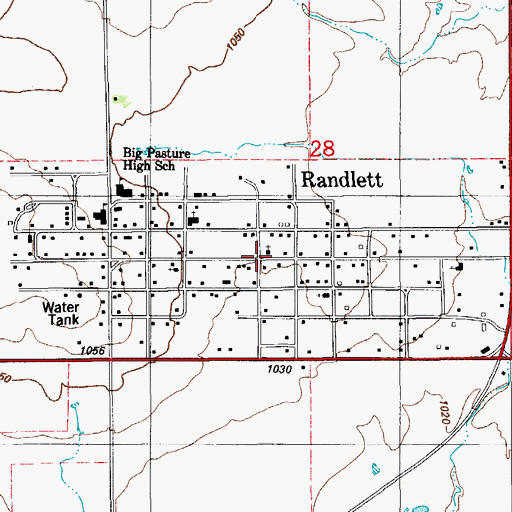 Topographic Map of Randlett, OK