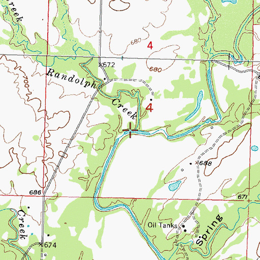 Topographic Map of Randolph Creek, OK
