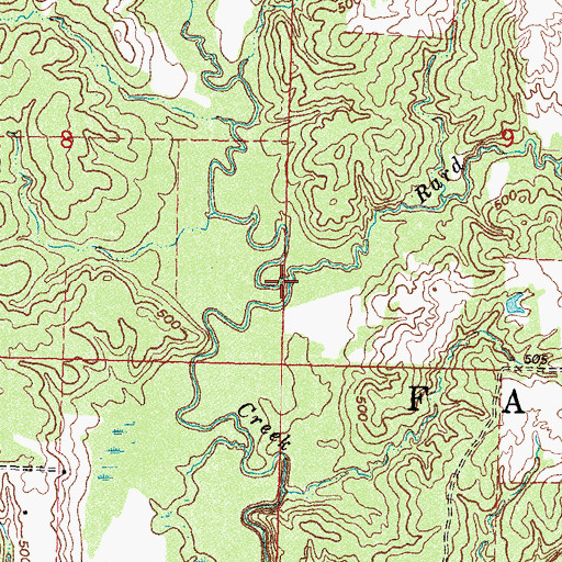 Topographic Map of Rard Branch, OK