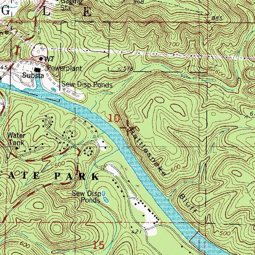 Topographic Map of Rattlesnake Bluff, OK