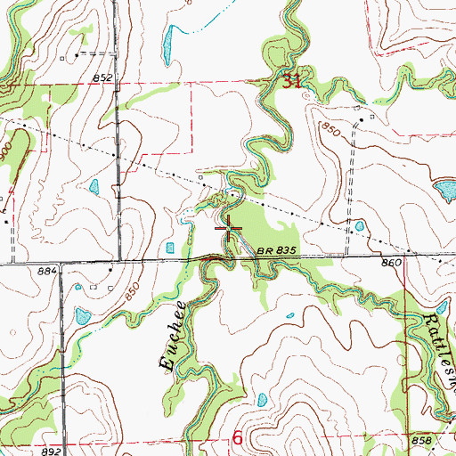 Topographic Map of Rattlesnake Creek, OK