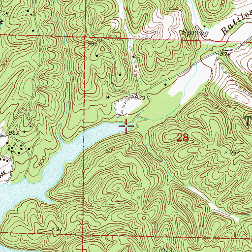 Topographic Map of Rattlesnake Creek, OK