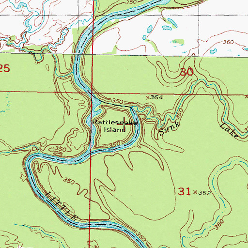 Topographic Map of Rattlesnake Island, OK