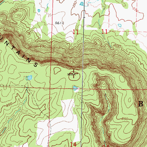 Topographic Map of Rattlesnake Mountains, OK