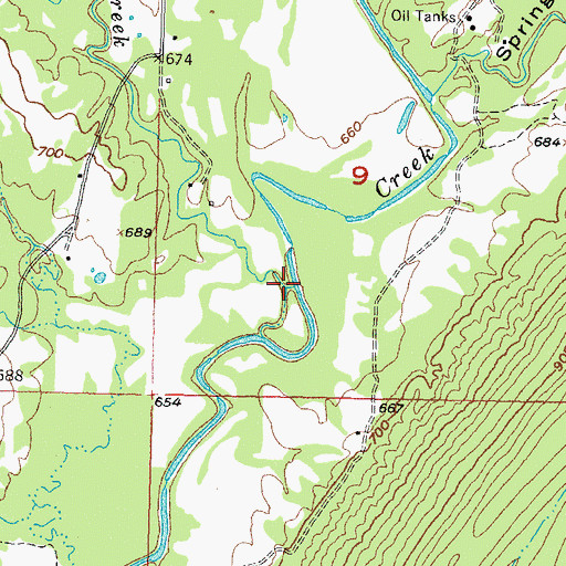 Topographic Map of Ray Creek, OK
