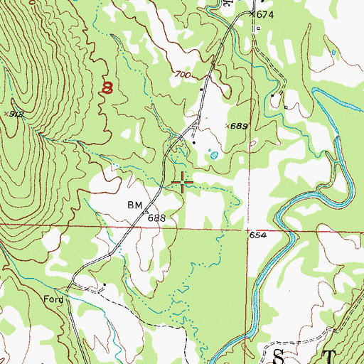 Topographic Map of Ray Hollow, OK