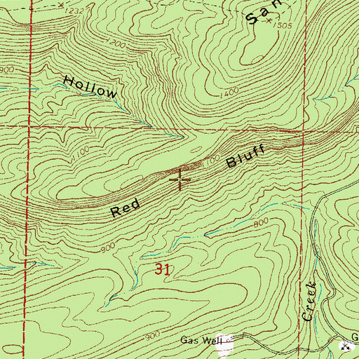 Topographic Map of Red Bluff, OK