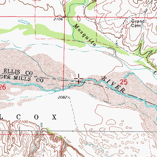 Topographic Map of Red Bluff Creek, OK
