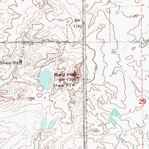 Topographic Map of Red Hill, OK