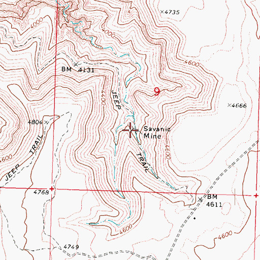Topographic Map of Savanic Mine, AZ