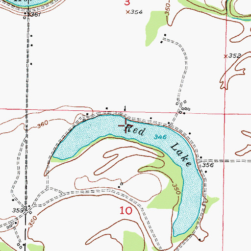 Topographic Map of Red Lake, OK