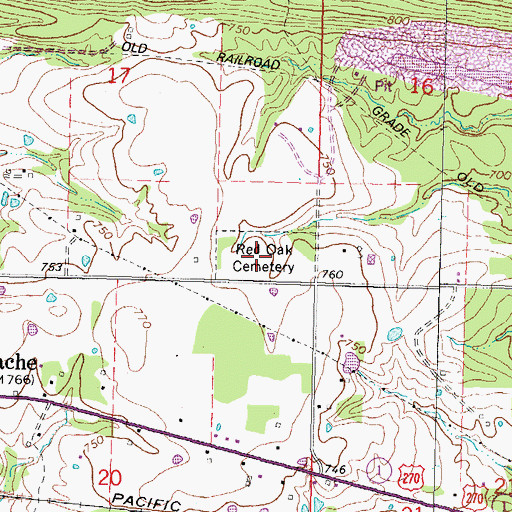 Topographic Map of Red Oak Cemetery, OK