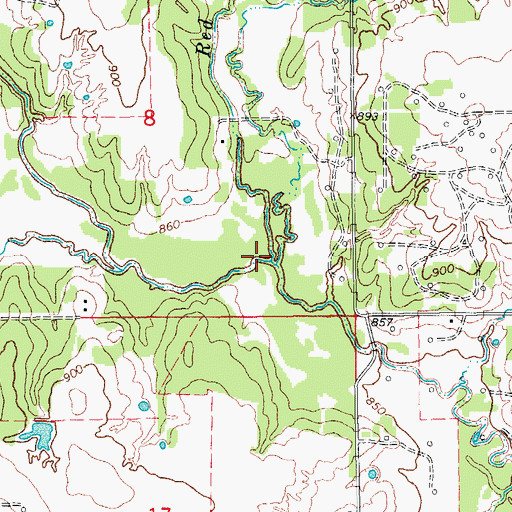 Topographic Map of Red Oak Creek, OK