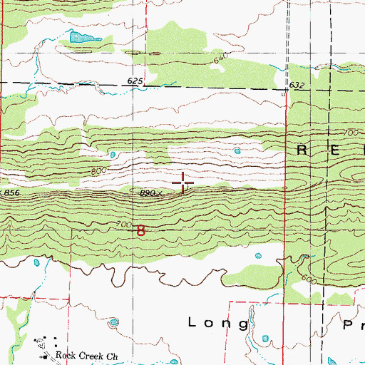 Topographic Map of Red Oak Ridge, OK