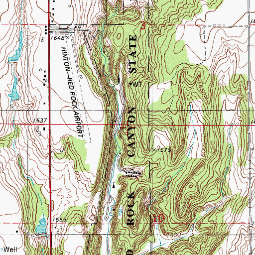 Topographic Map of Red Rock Canyon State Park, OK