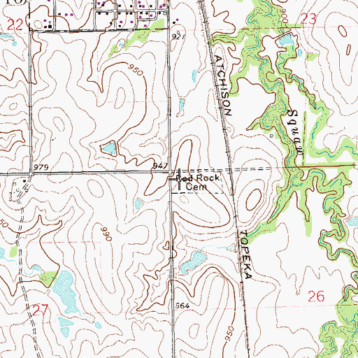 Topographic Map of Red Rock Cemetery, OK