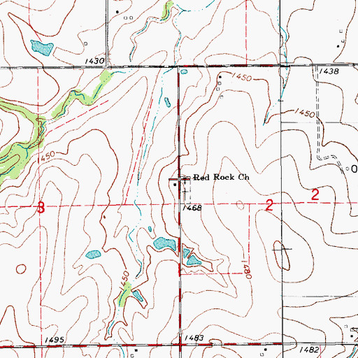 Topographic Map of Red Rock United Methodist Church, OK