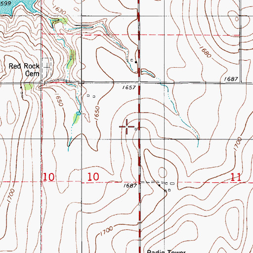 Topographic Map of Red Rock School, OK