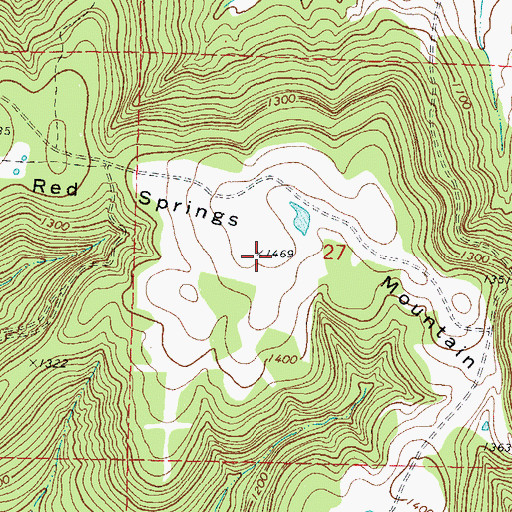 Topographic Map of Red Springs Mountain, OK