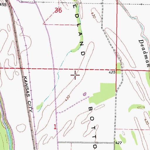 Topographic Map of Redland Bottom, OK