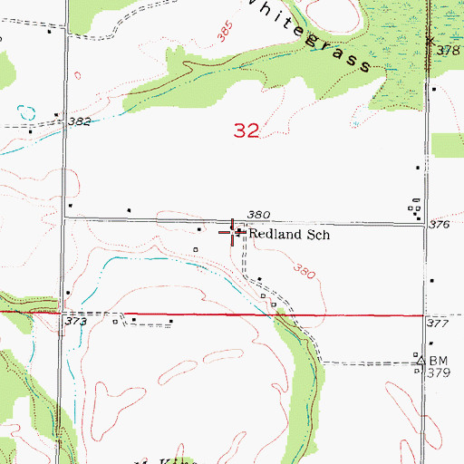 Topographic Map of Redland School, OK