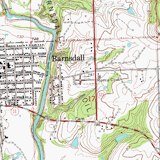 Topographic Map of Reece Cemetery, OK